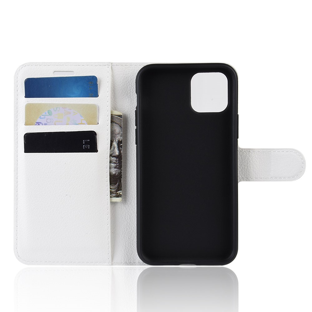  iPhone 11 Fodral Litchi Läder Vit