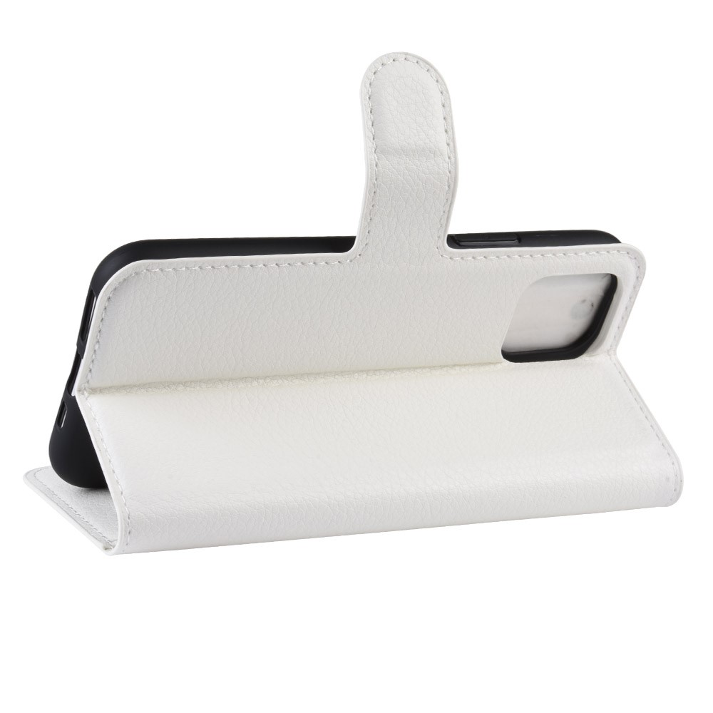  iPhone 11 Fodral Litchi Läder Vit