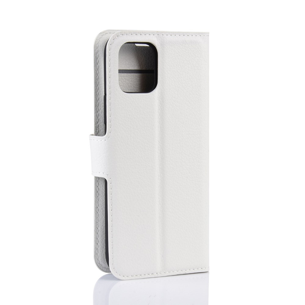  iPhone 11 Fodral Litchi Läder Vit