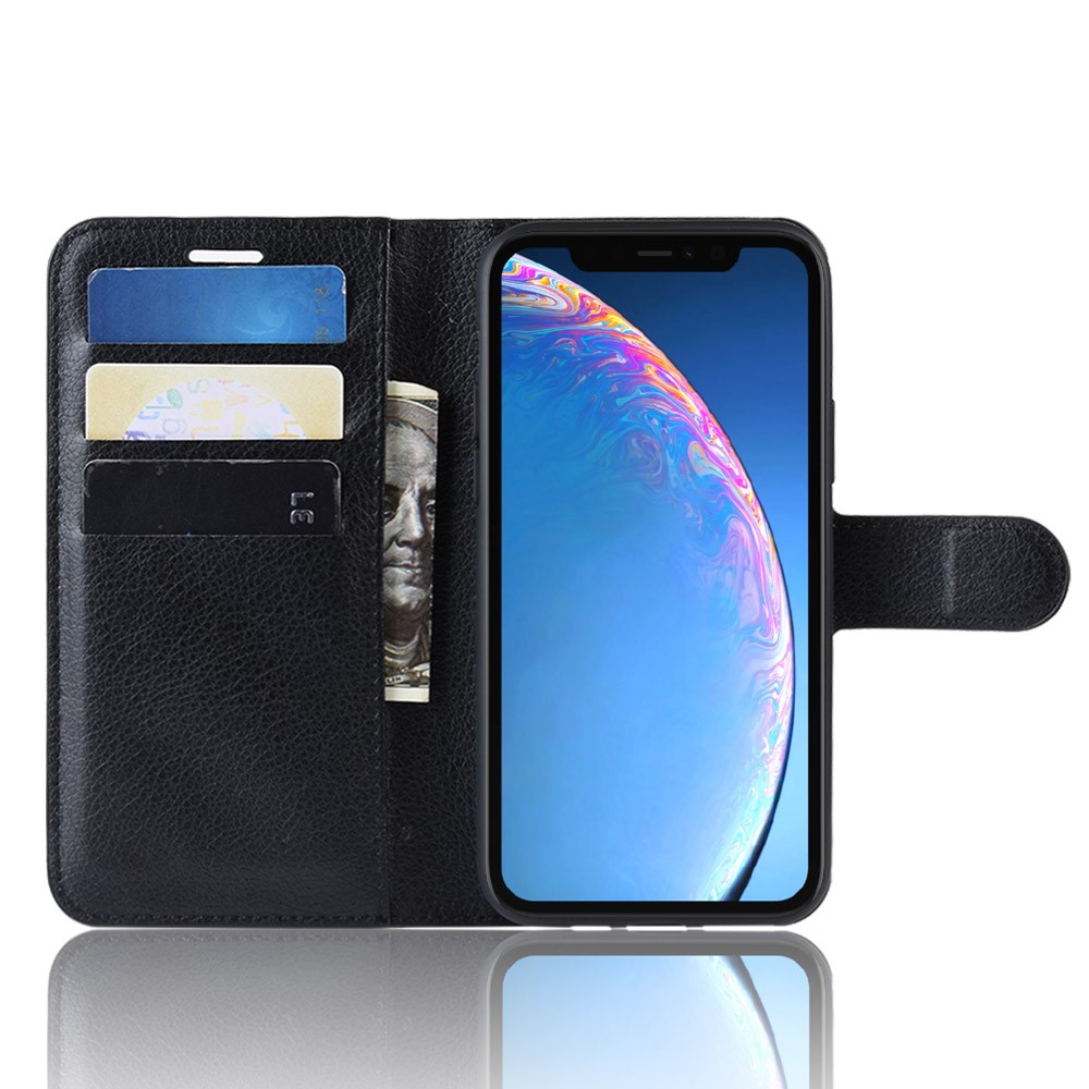  iPhone 11 Fodral Litchi Läder Svart
