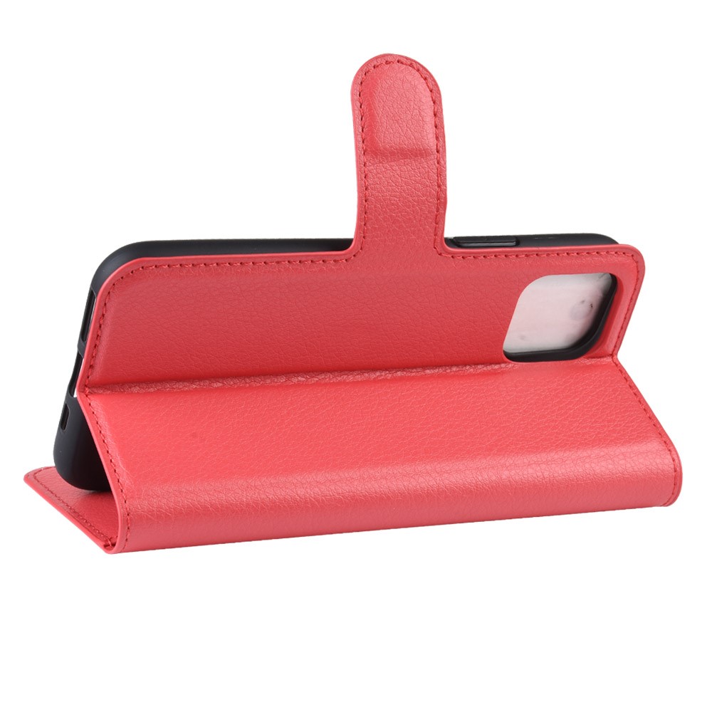  iPhone 11 Fodral Litchi Läder Röd