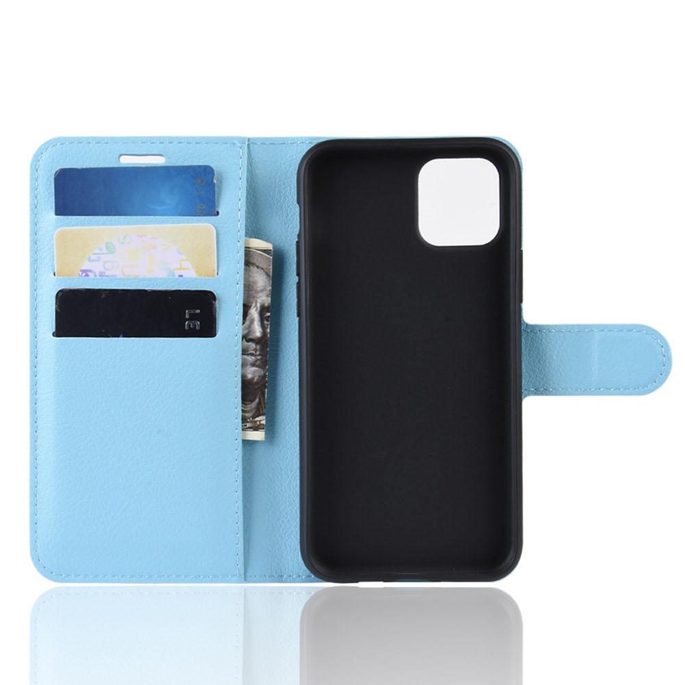  iPhone 11 Fodral Litchi Läder Ljus Blå