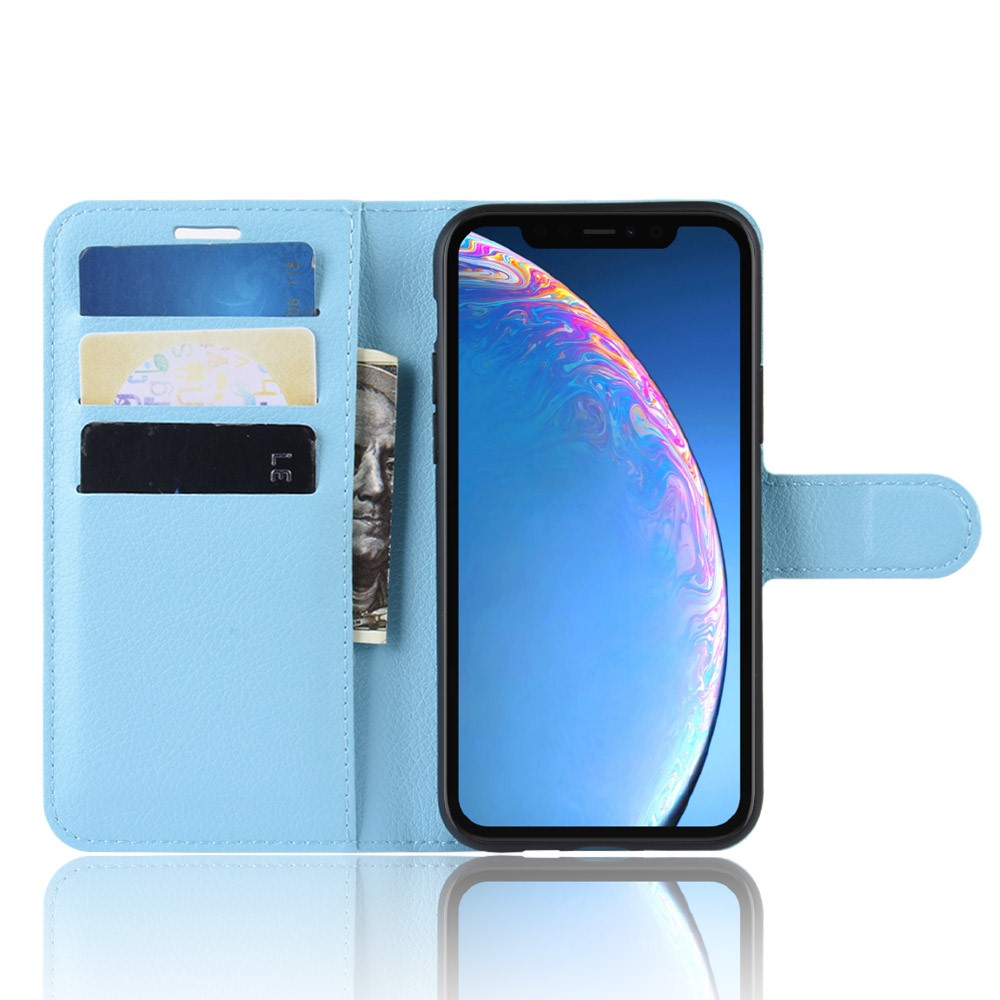  iPhone 11 Fodral Litchi Läder Ljus Blå