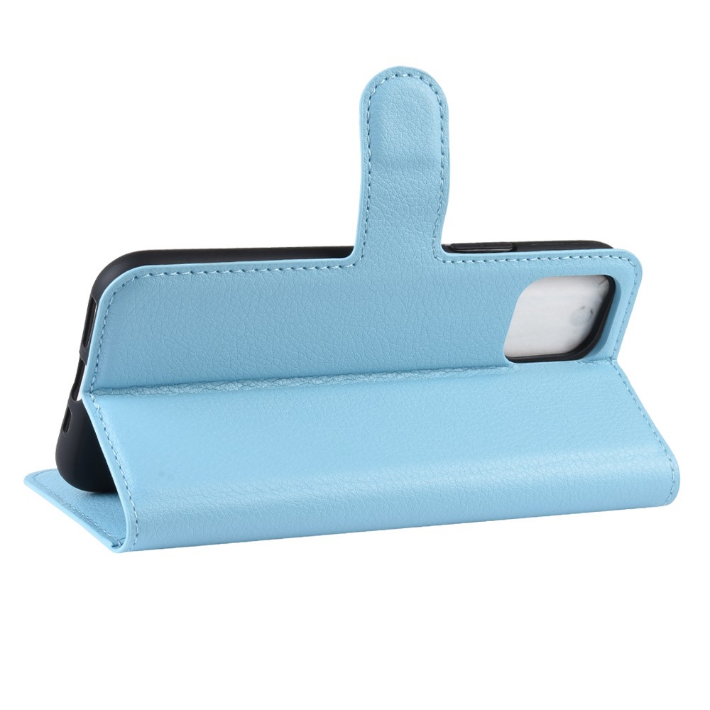  iPhone 11 Fodral Litchi Läder Ljus Blå