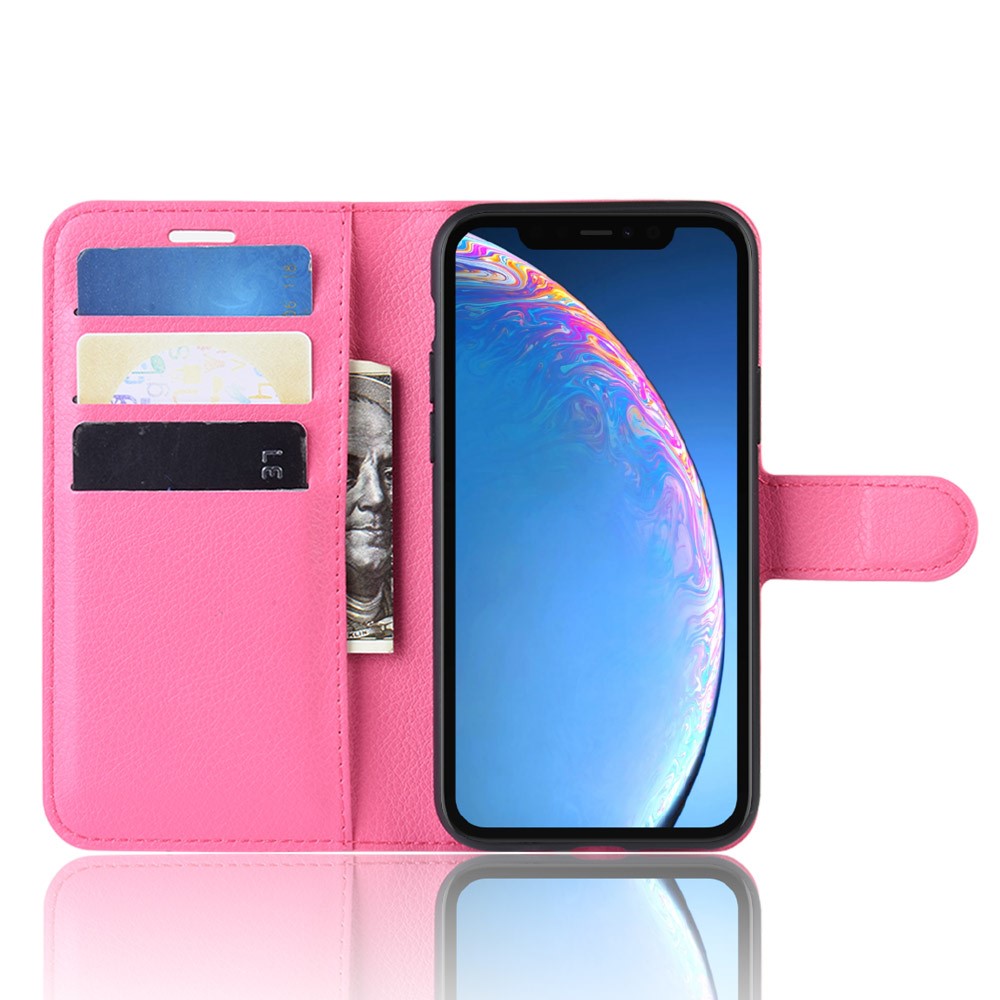 iPhone 11 Fodral Litchi Läder Rosa