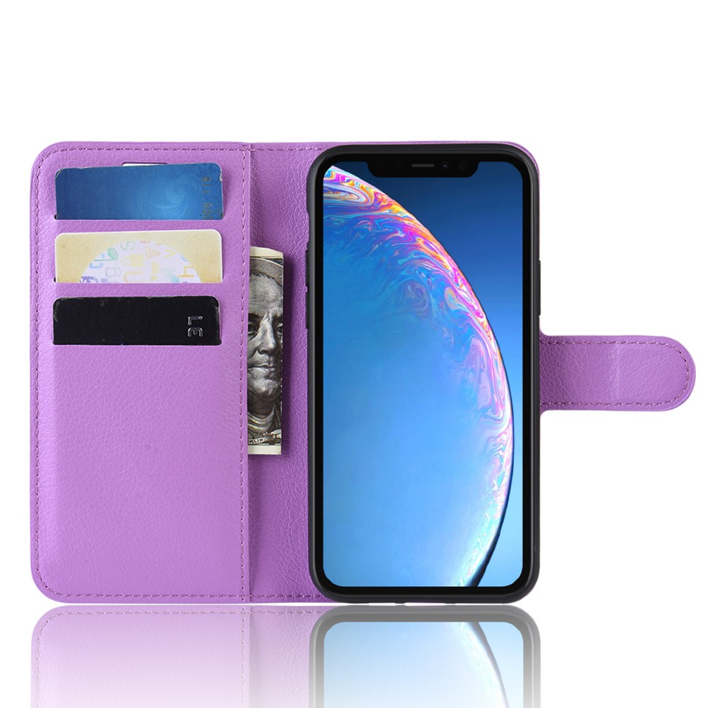  iPhone 11 Fodral Litchi Läder Lila