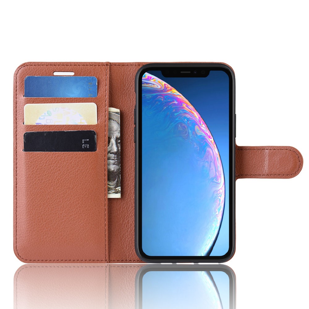  iPhone 11 Fodral Litchi Läder Brun