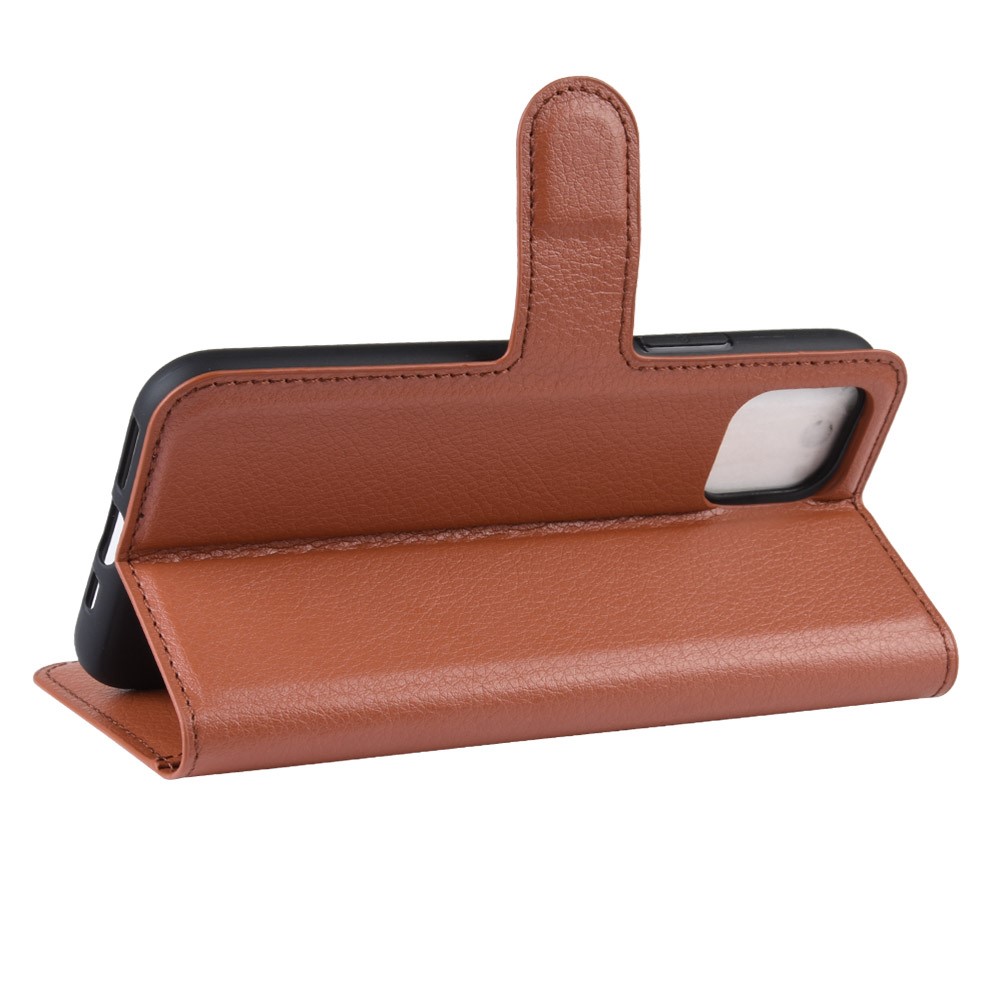 iPhone 11 Fodral Litchi Läder Brun