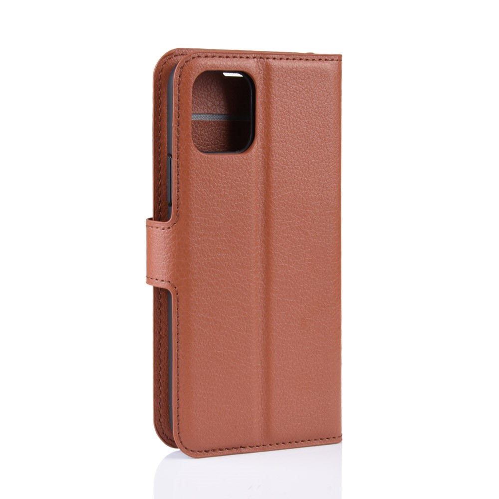  iPhone 11 Fodral Litchi Läder Brun