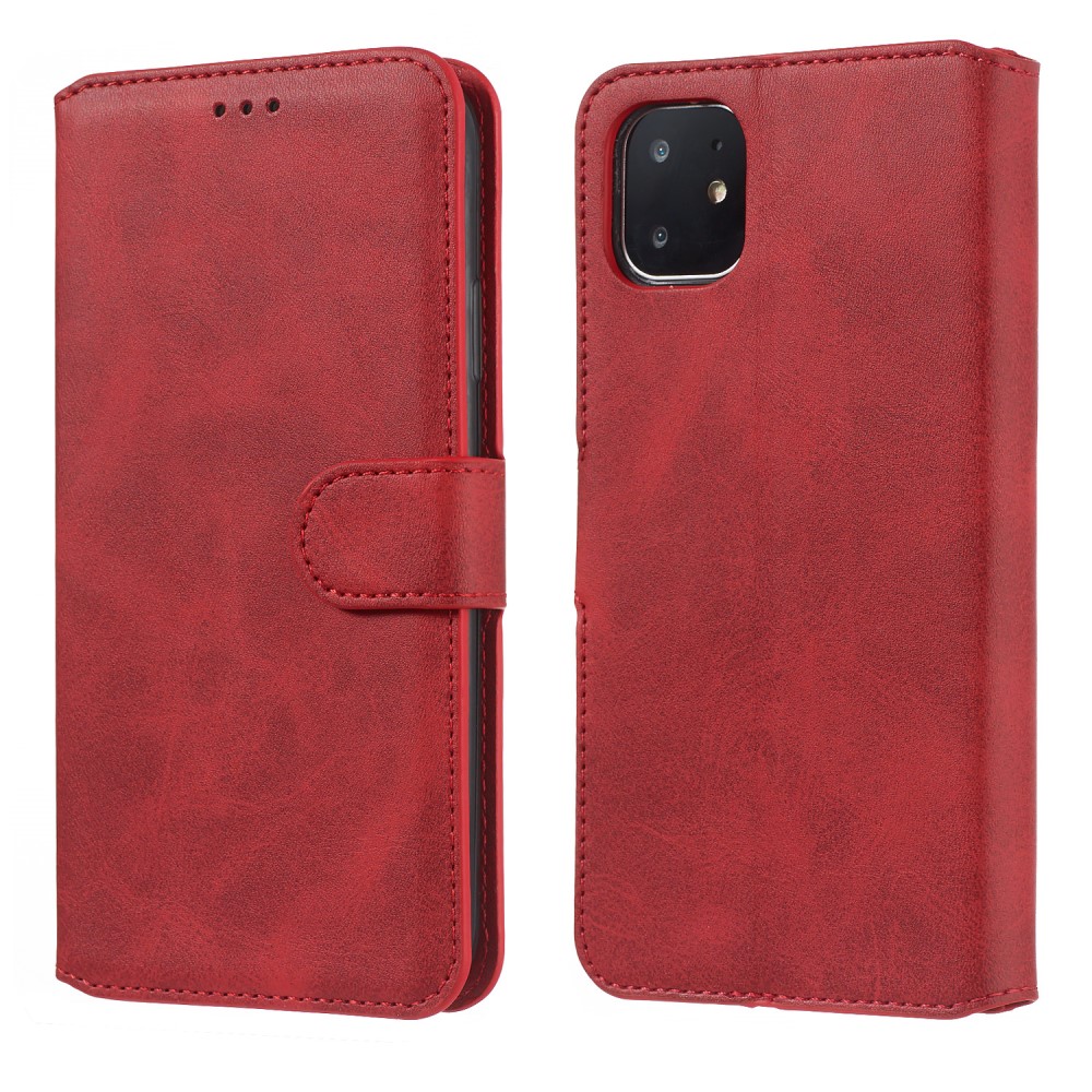  iPhone 11 Fodral Solid Läder Röd