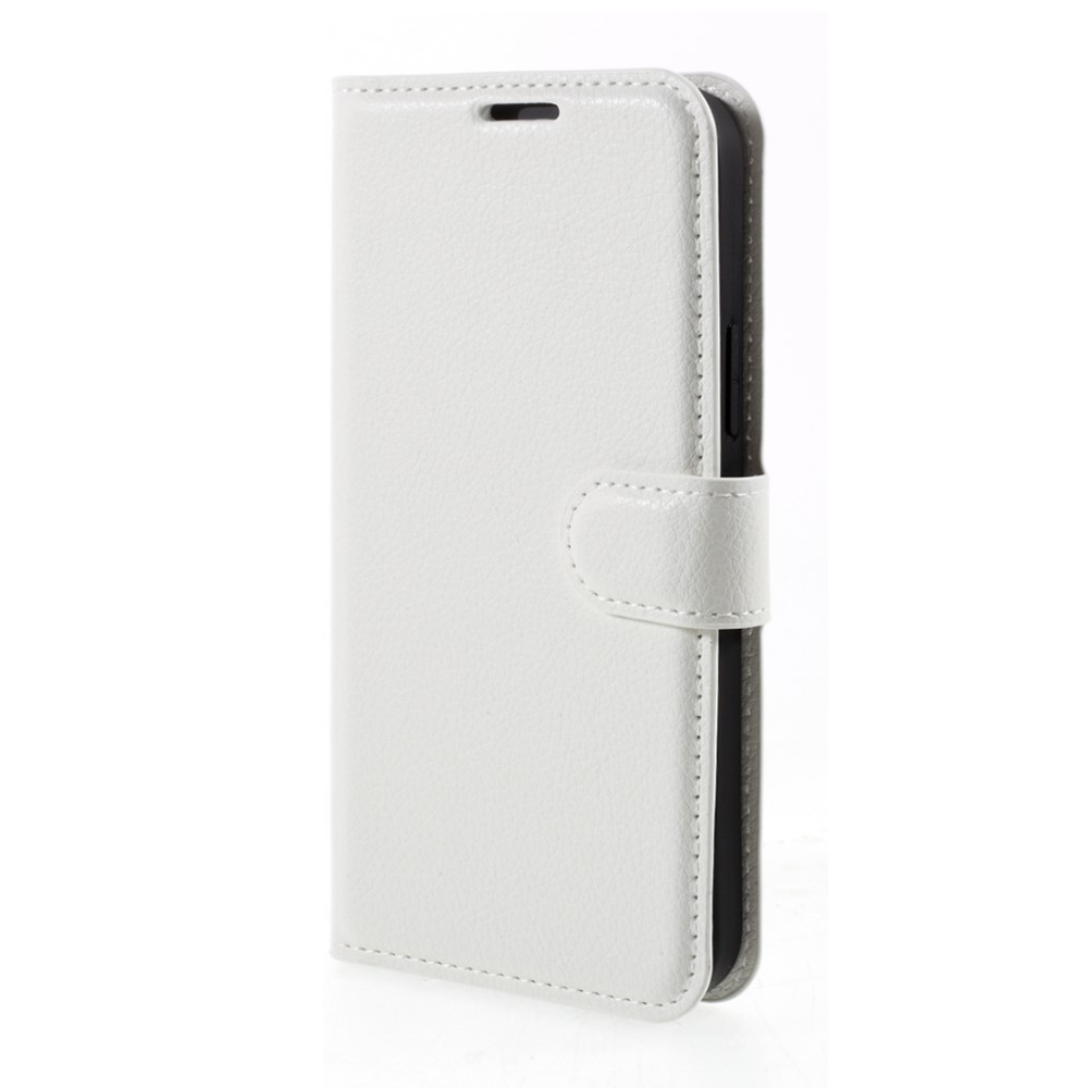  iPhone 12 / 12 Pro Fodral Litchi Läder Vit