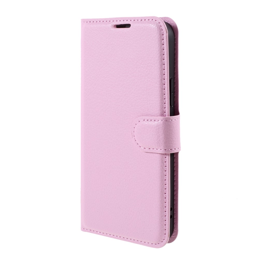  iPhone 12 / 12 Pro Fodral Litchi Läder Ljus Rosa