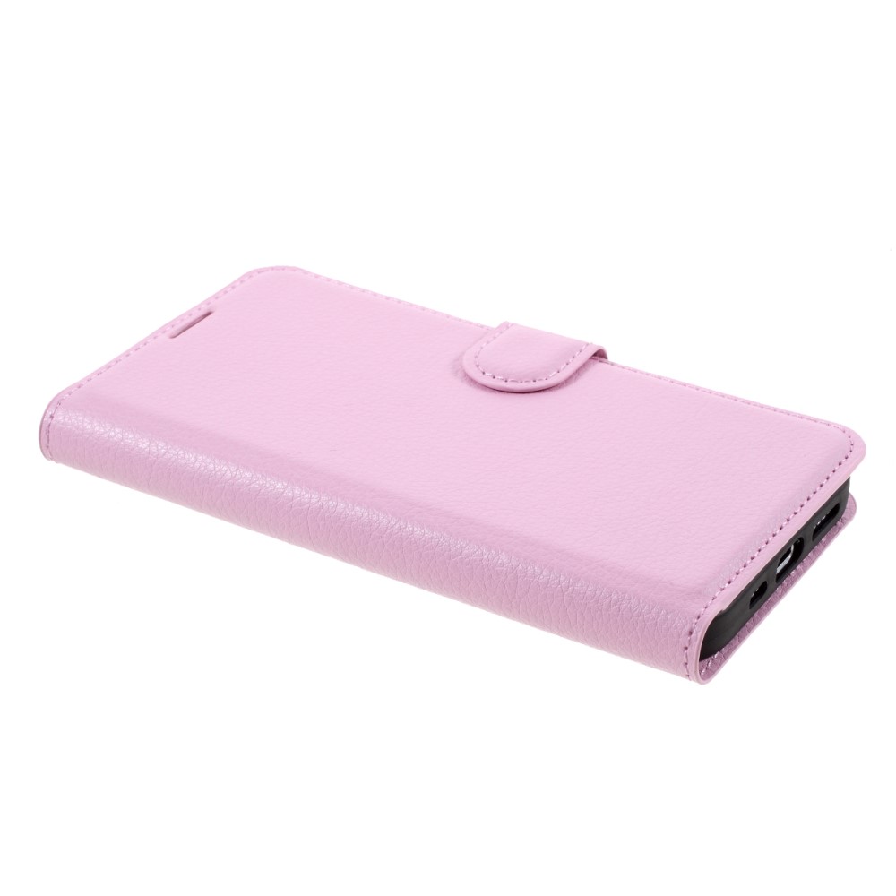  iPhone 12 / 12 Pro Fodral Litchi Läder Ljus Rosa