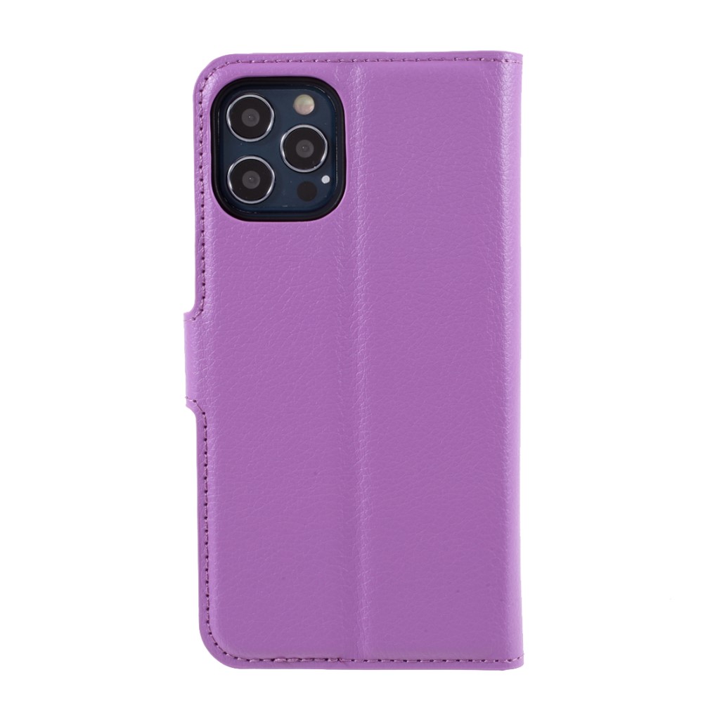  iPhone 12 / 12 Pro Fodral Litchi Läder Lila