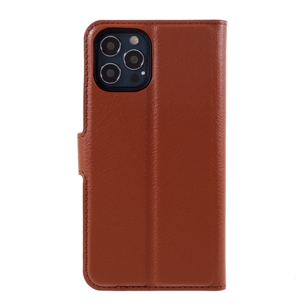  iPhone 12 / 12 Pro Fodral Litchi Läder Brun