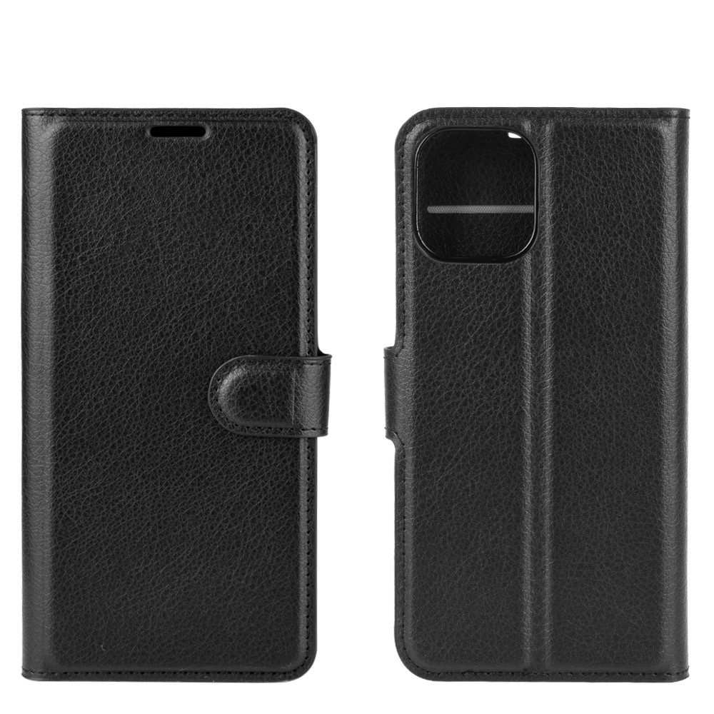  iPhone 12 Pro Max Fodral Litchi Läder Svart