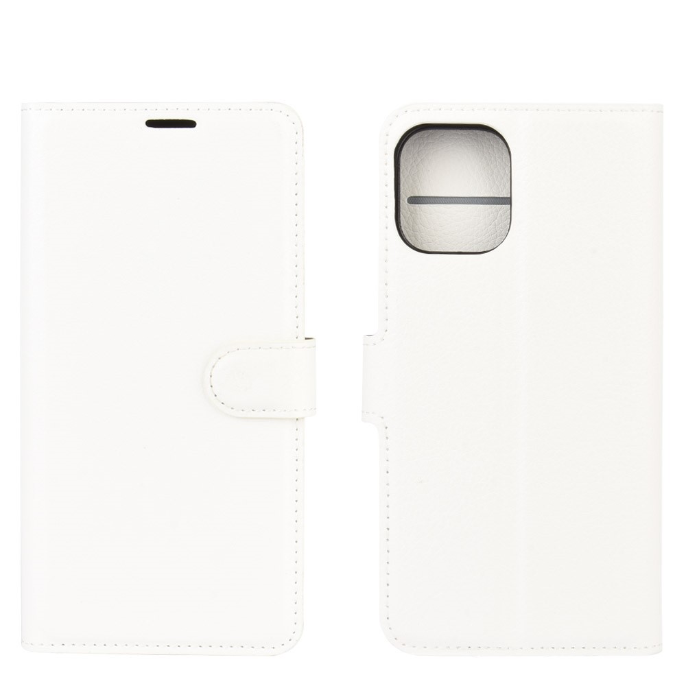  iPhone 12 Pro Max Fodral Litchi Läder Vit