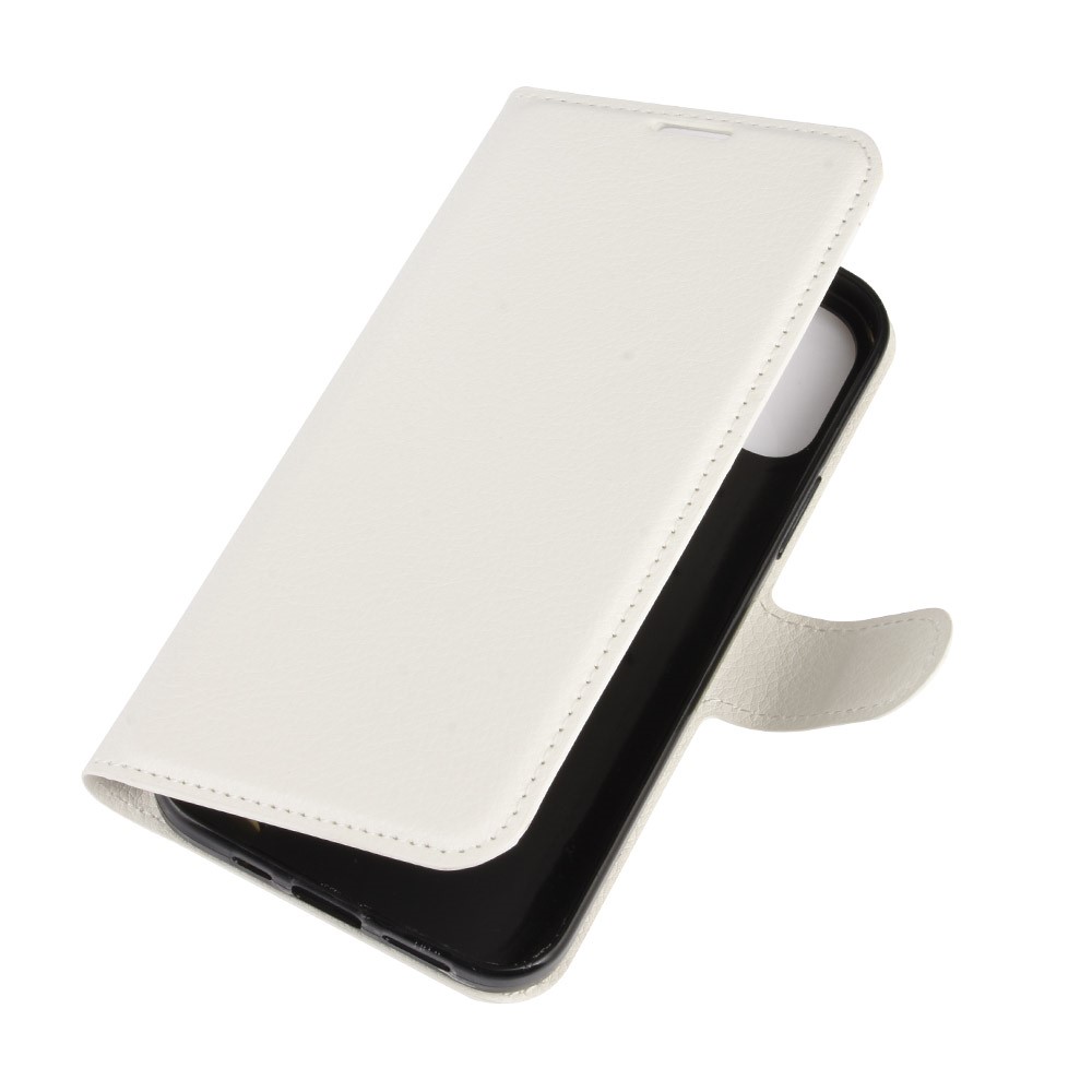  iPhone 12 Pro Max Fodral Litchi Läder Vit