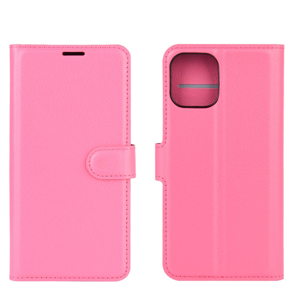  iPhone 12 Pro Max Fodral Litchi Läder Rosa