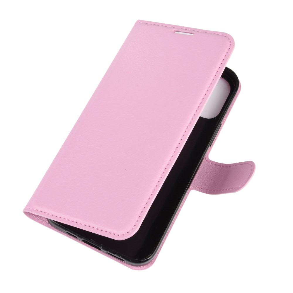  iPhone 12 Pro Max Fodral Litchi Läder Ljus Rosa