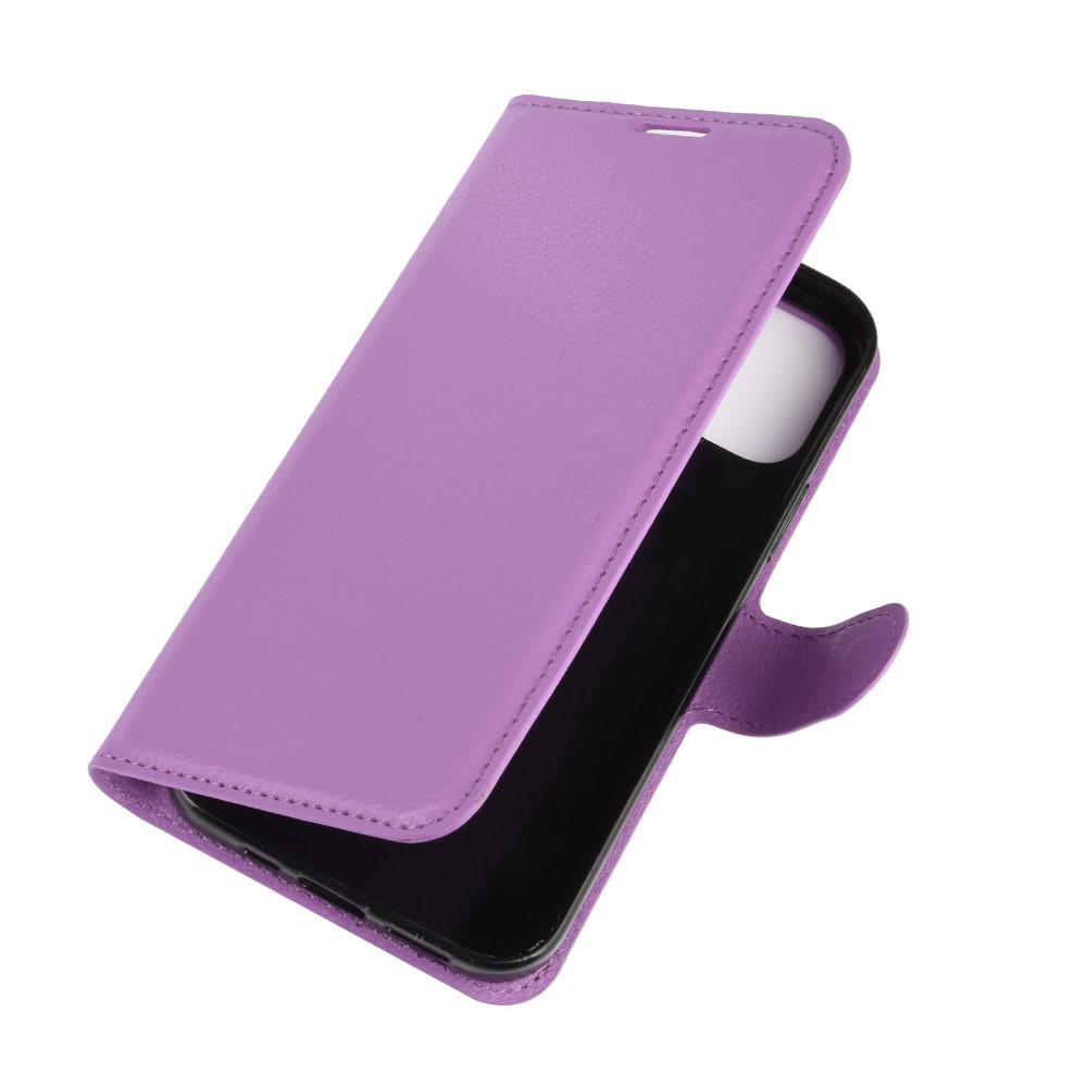  iPhone 12 Pro Max Fodral Litchi Läder Lila