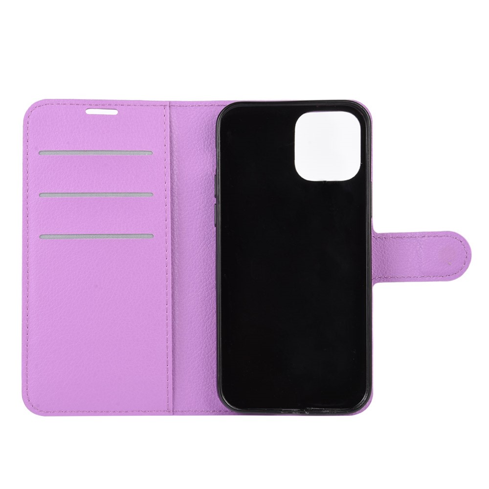  iPhone 12 Pro Max Fodral Litchi Läder Lila