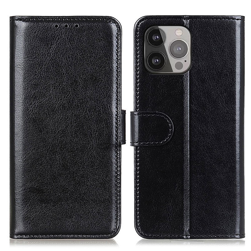  iPhone 13 Pro Max Fodral Crazy Horse Läder Svart