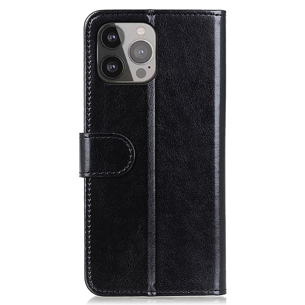 iPhone 13 Pro Max Fodral Crazy Horse Läder Svart