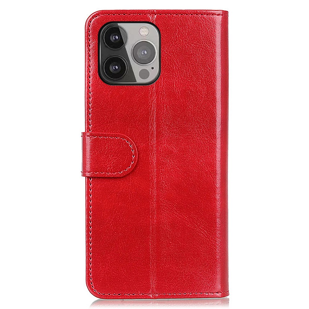  iPhone 13 Pro Max Fodral Crazy Horse Läder Röd
