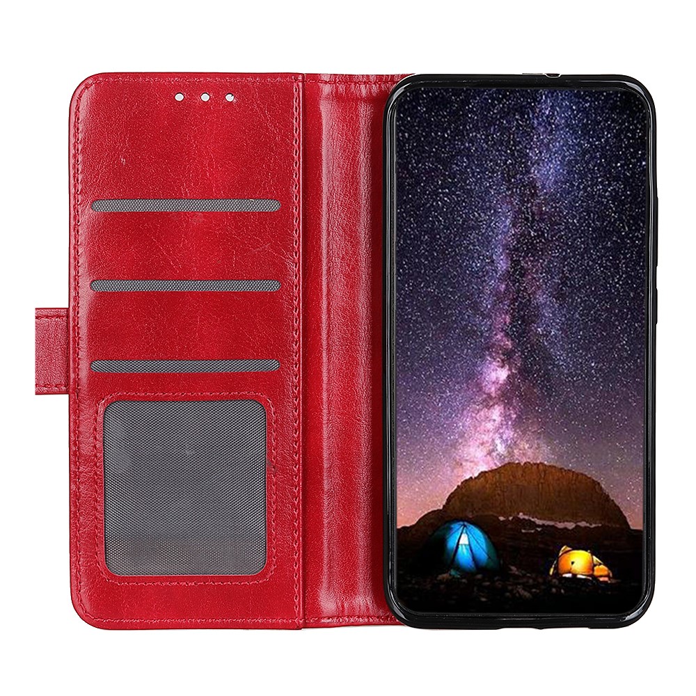  iPhone 13 Pro Max Fodral Crazy Horse Läder Röd