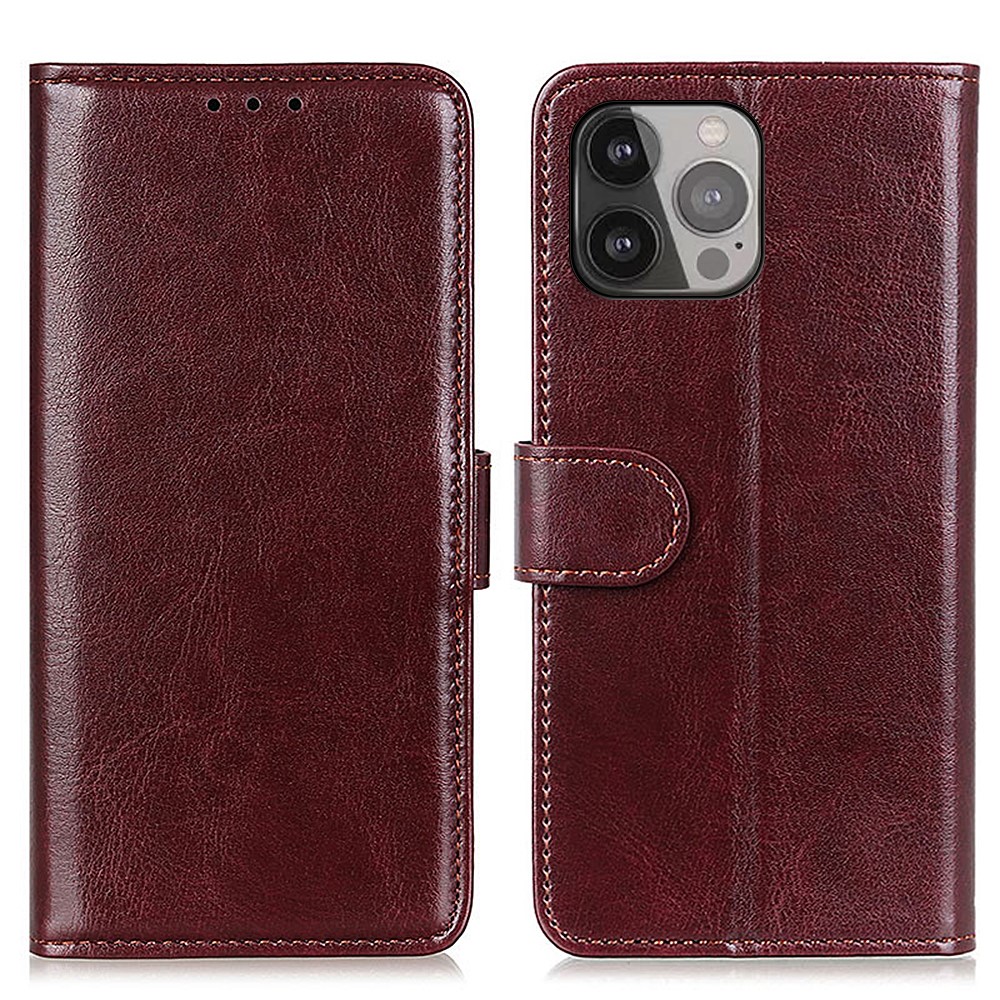  iPhone 13 Pro Max Fodral Crazy Horse Läder Brun