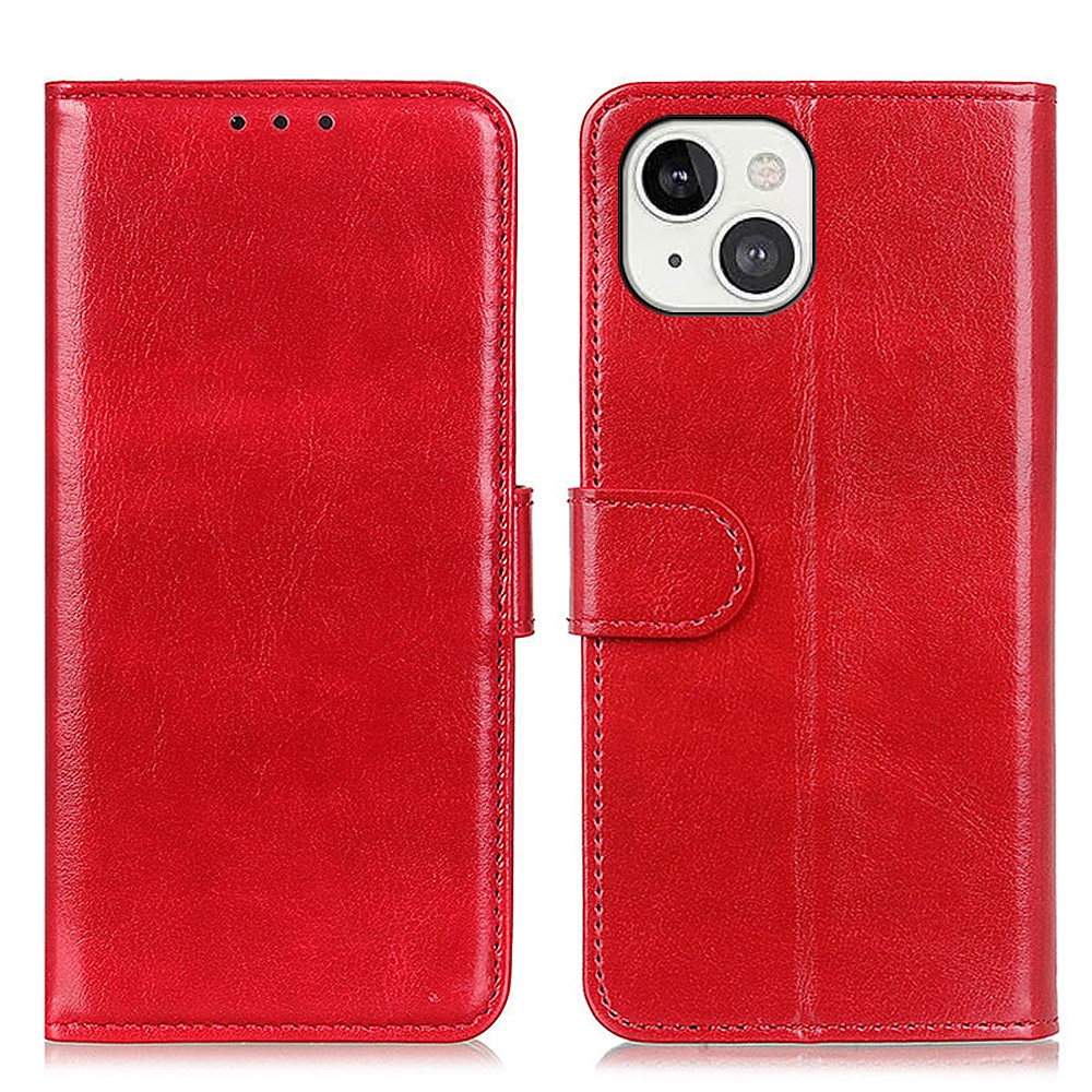  iPhone 13 Fodral Crazy Horse Läder Röd