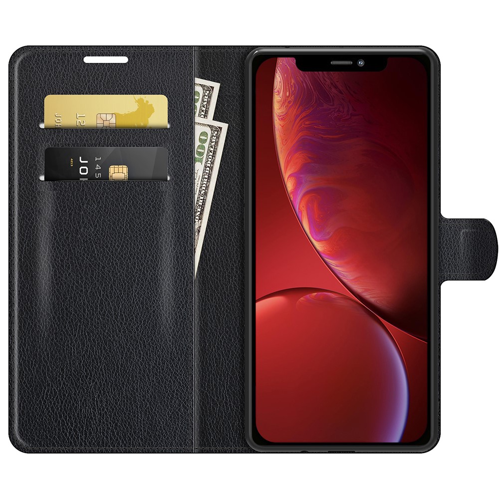  iPhone 13 Mini Fodral Litchi Läder Svart