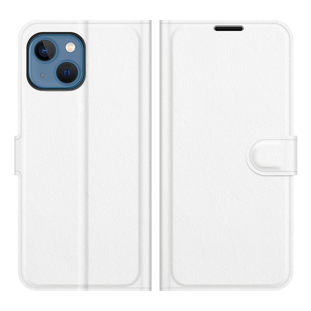  iPhone 13 Mini Fodral Litchi Läder Vit