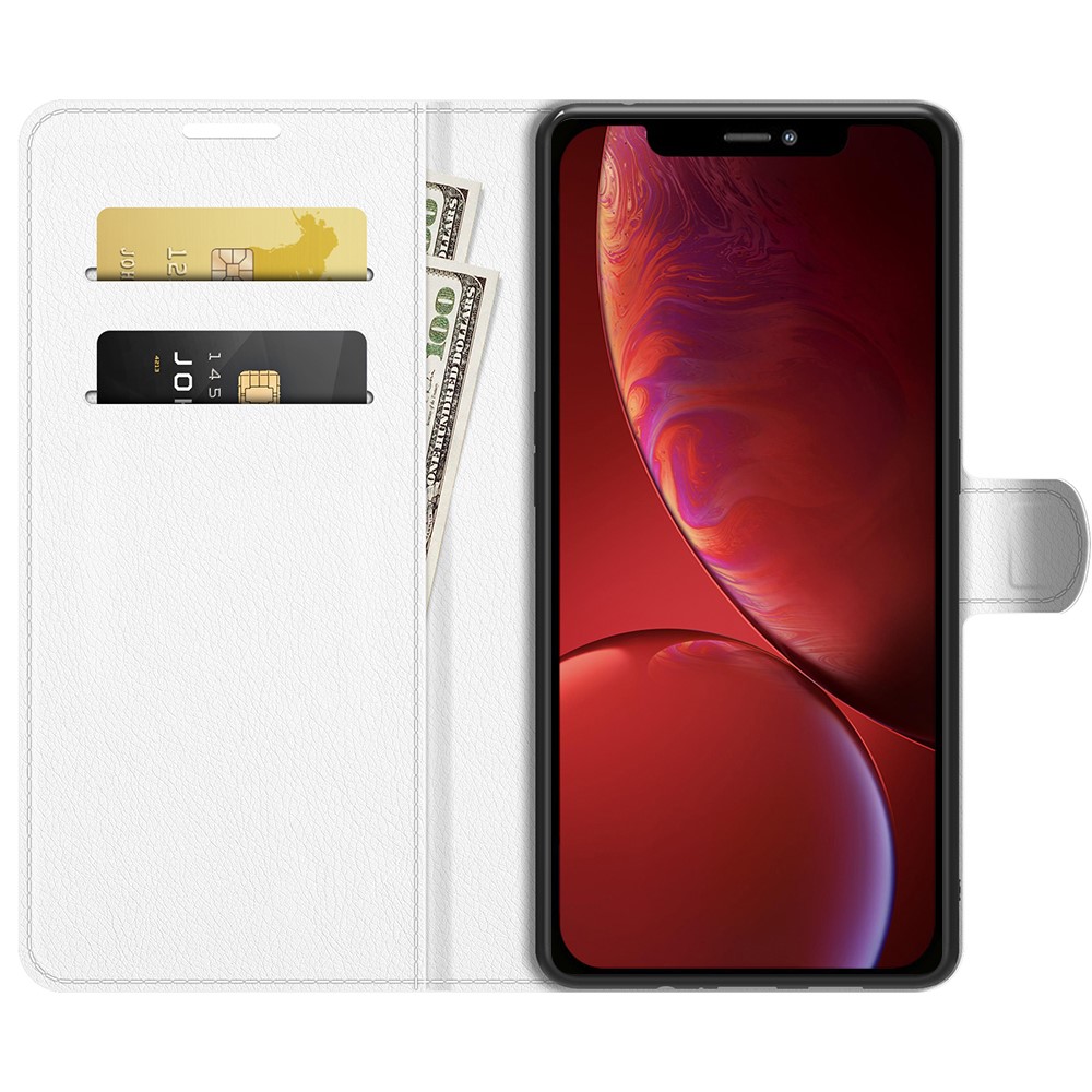  iPhone 13 Mini Fodral Litchi Läder Vit