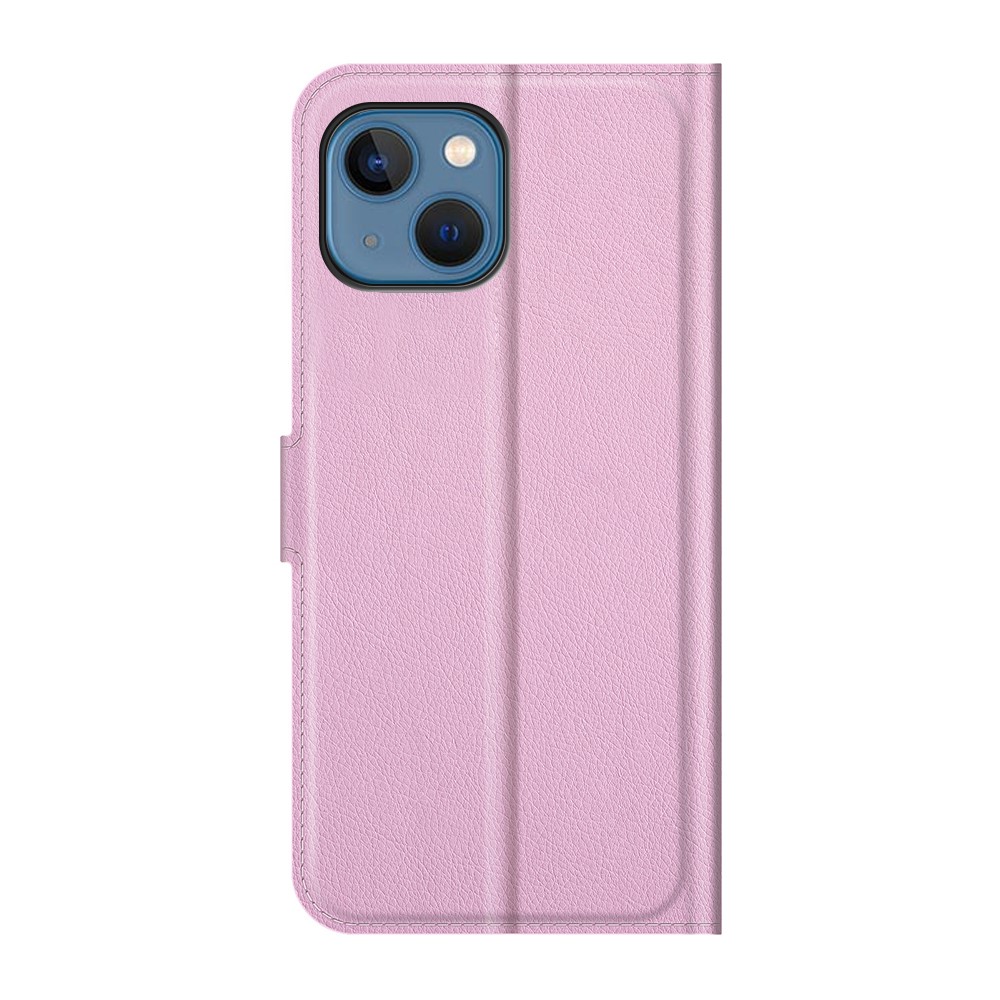  iPhone 13 Mini Fodral Litchi Läder Ljus Rosa