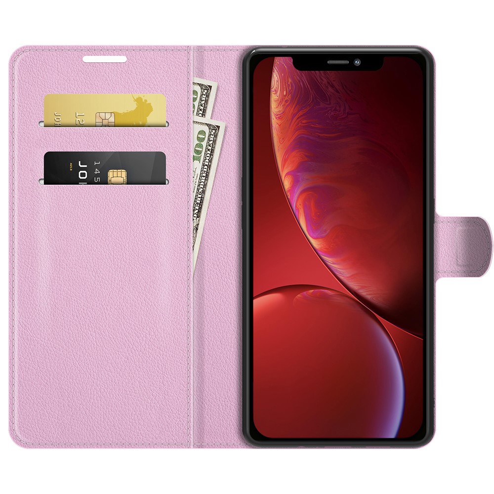  iPhone 13 Mini Fodral Litchi Läder Ljus Rosa