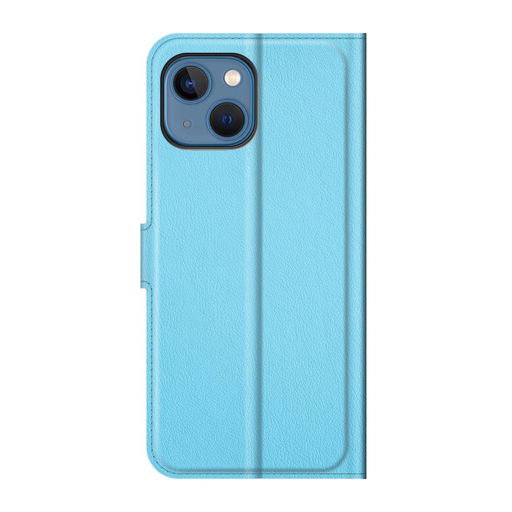  iPhone 13 Mini Fodral Litchi Läder Ljus Blå