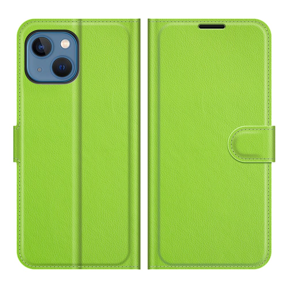  iPhone 13 Mini Fodral Litchi Läder Grön