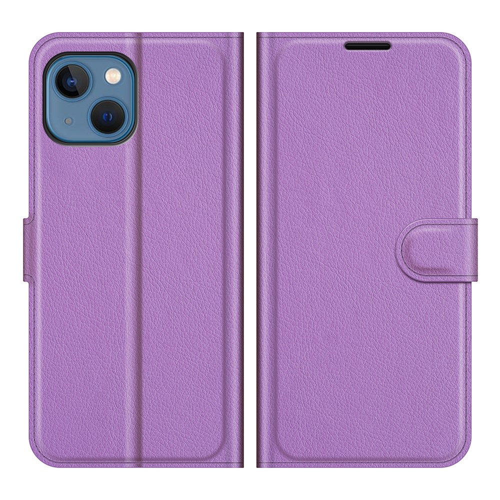  iPhone 13 Mini Fodral Litchi Läder Lila