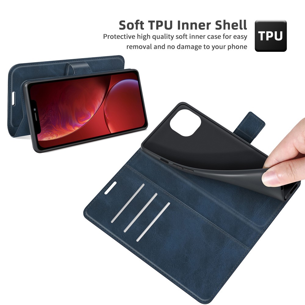  iPhone 13 Fodral Solid Läder Blå