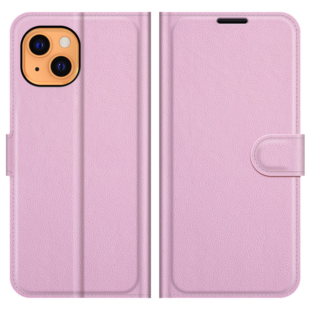  iPhone 13 Fodral Litchi Läder Ljus Rosa