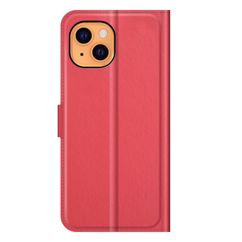  iPhone 13 Fodral Litchi Läder Röd