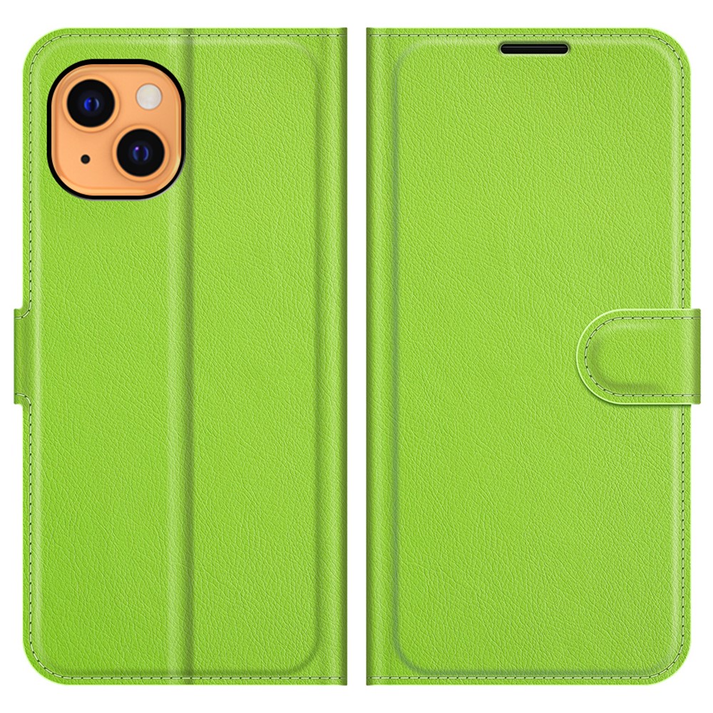  iPhone 13 Fodral Litchi Läder Grön