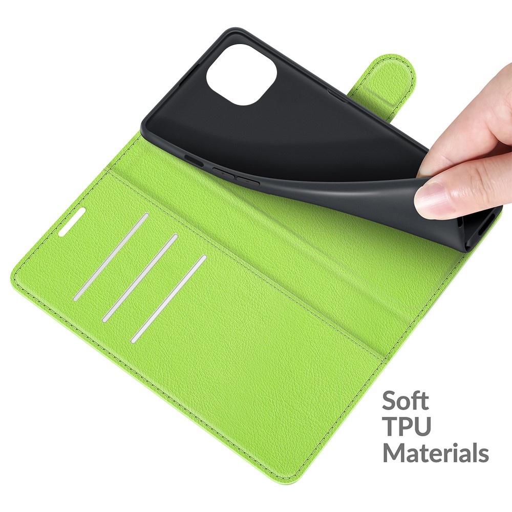  iPhone 13 Fodral Litchi Läder Grön