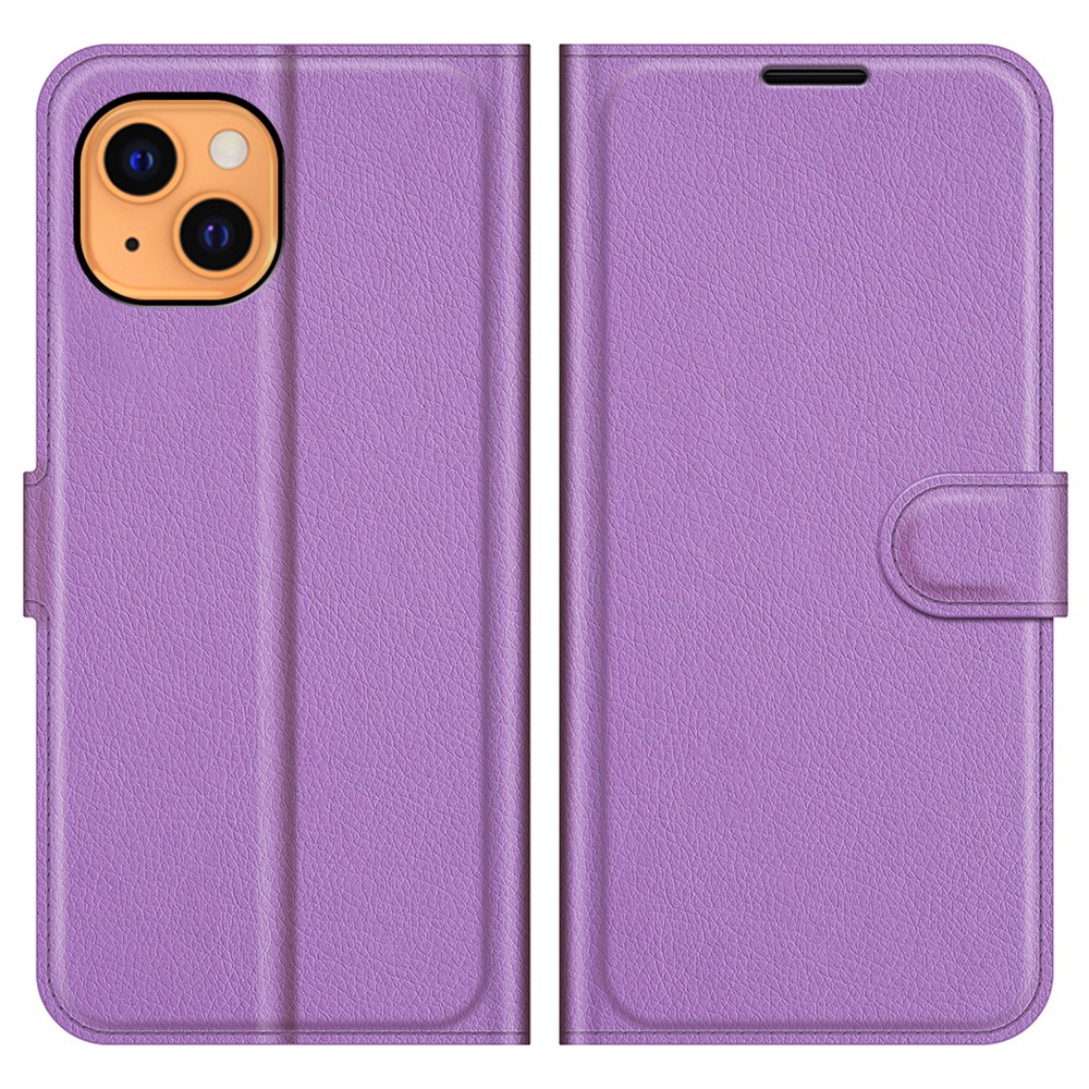  iPhone 13 Fodral Litchi Läder Lila