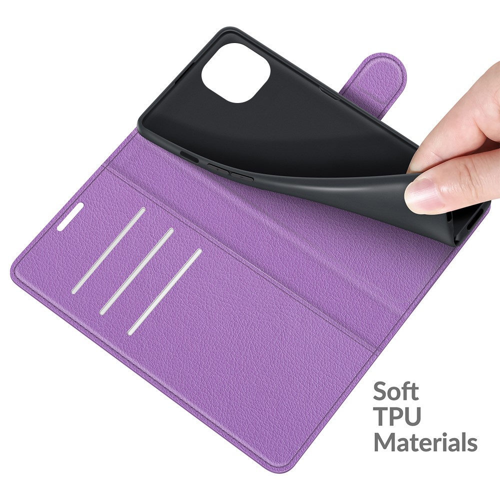  iPhone 13 Fodral Litchi Läder Lila