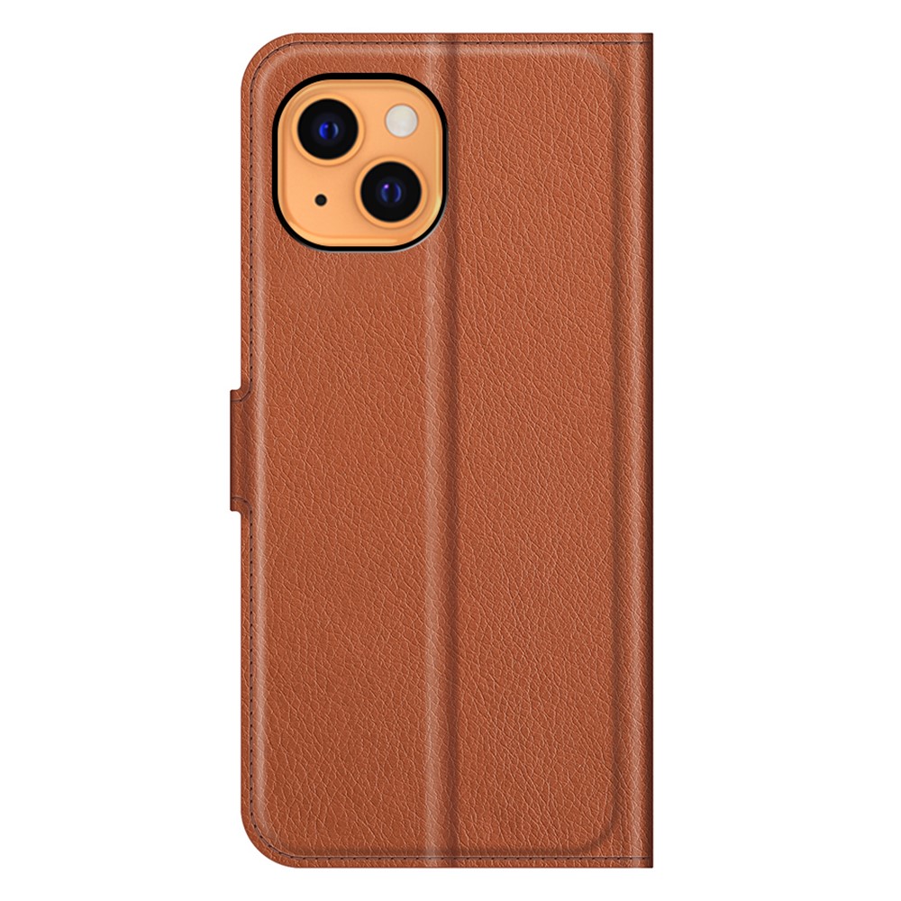  iPhone 13 Fodral Litchi Läder Brun