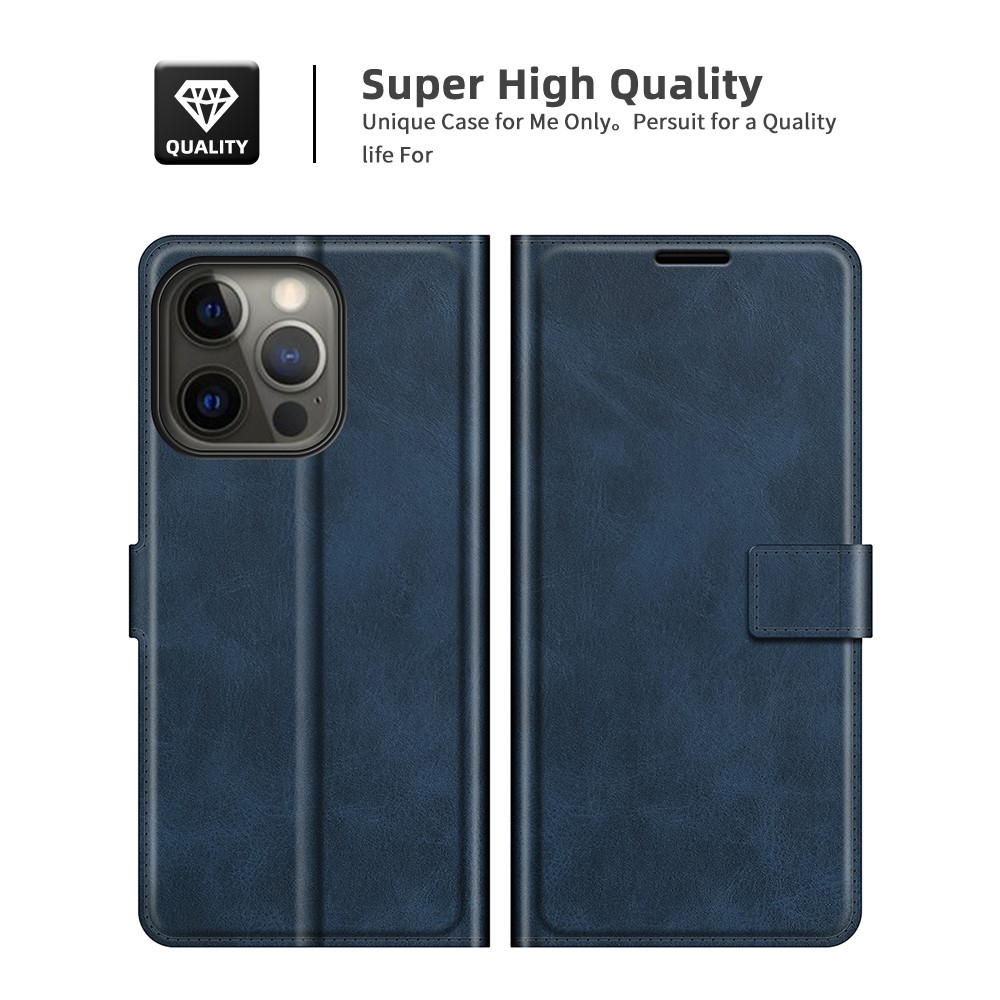  iPhone 13 Pro Max Fodral Solid Läder Blå