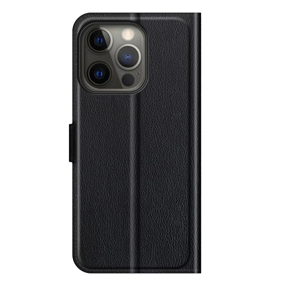  iPhone 13 Pro Max Fodral Litchi Läder Svart